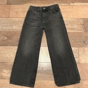 Girls Old Navy Black Wash Baggy High Rise Wide Leg Jeans
